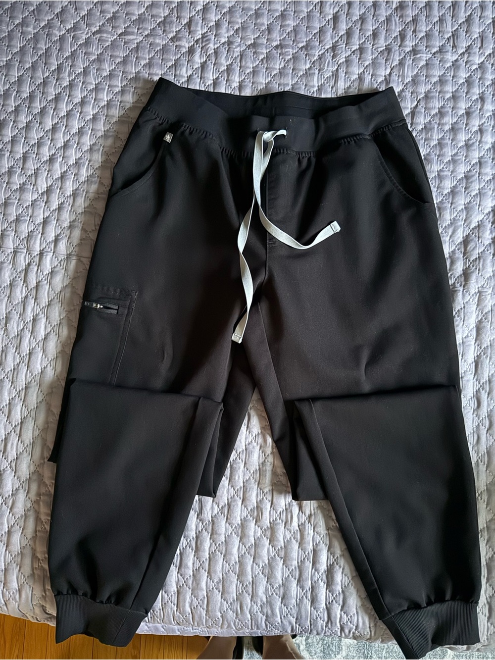 Figs Black Jogger Pants with White Drawstring